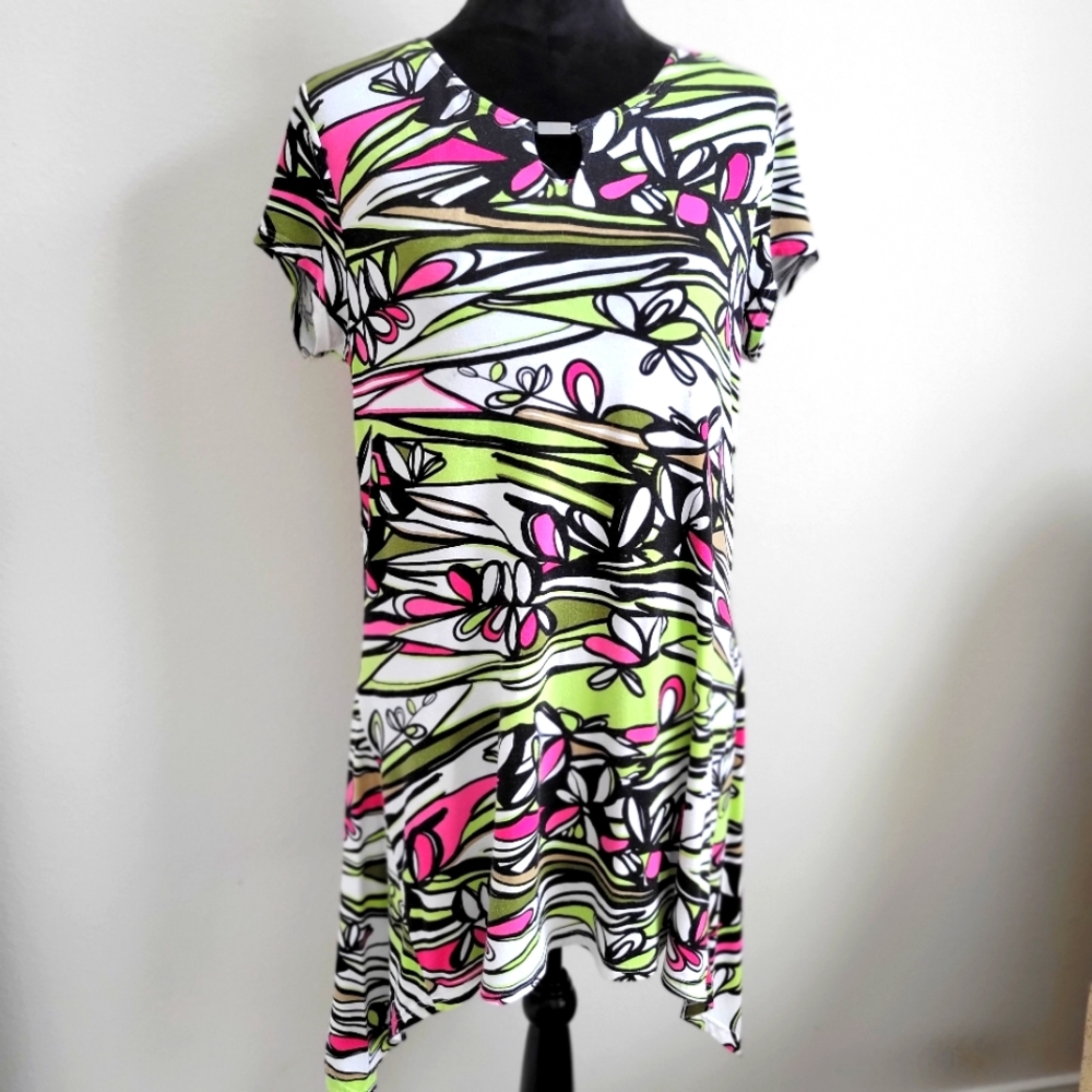 Multiples print mini dress Sz M White/black